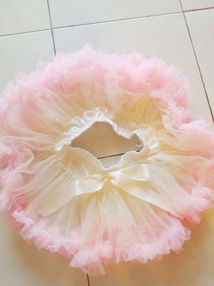 Adjustable Waist Baby TuTu Skirt for 0-2 Years-  Creme