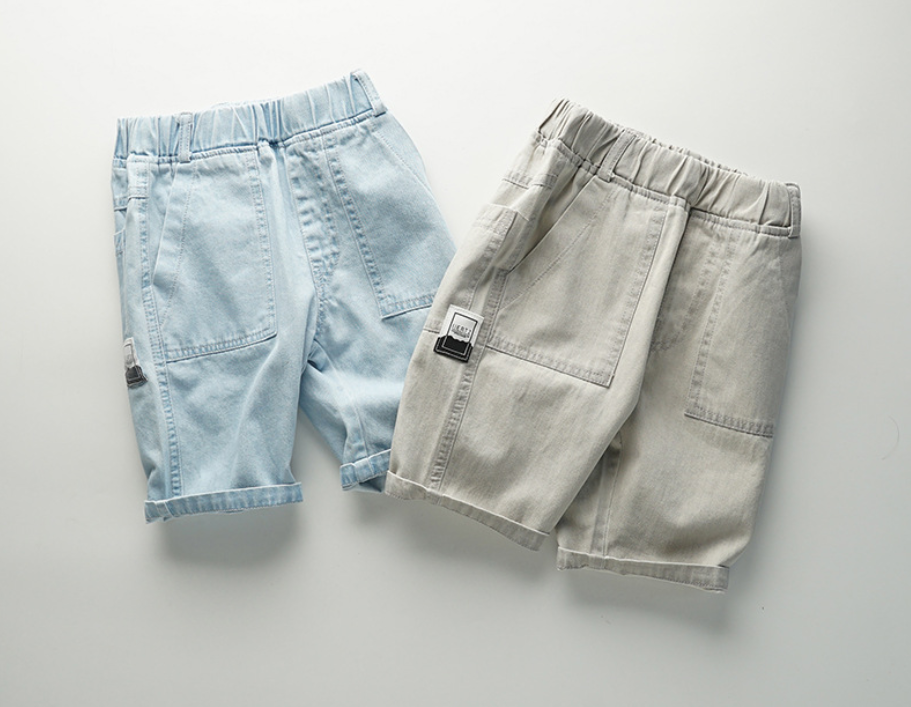 Cotton Denim Jeans Short  - Blue