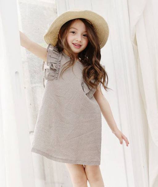 Girls Natural Colour Polka Dot Dress